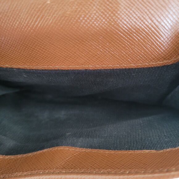 PRADA Leather Logo Wallet Small Bifold Brown Saffiano Compact Card Bill Coin - Picture 16 of 16